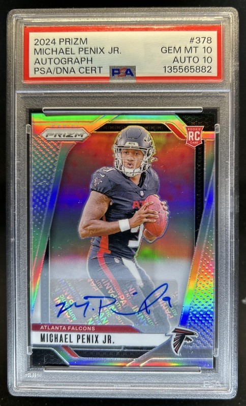 2024 Panini Prizm Michael Penix Jr. Auto RC Silver Rookie #378 Falcons PSA 10