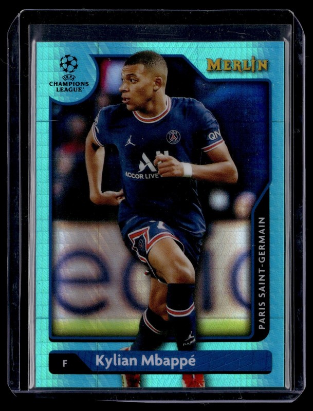 Kylian Mbappe 2022 Topps Merlin Chrome Aqua Prism Prizm Refractor FIFA France