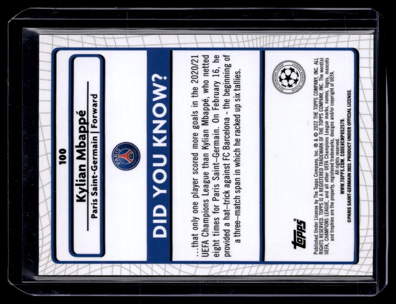 Kylian Mbappe 2022 Topps Merlin Chrome Aqua Prism Prizm Refractor FIFA France view 2