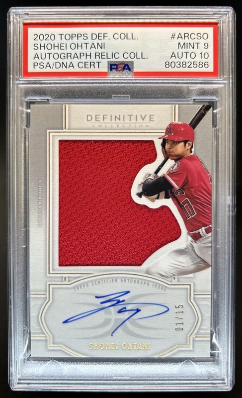 2020 Topps Definitive Shohei Ohtani Relic Auto Jersey #/15 PSA 9 10