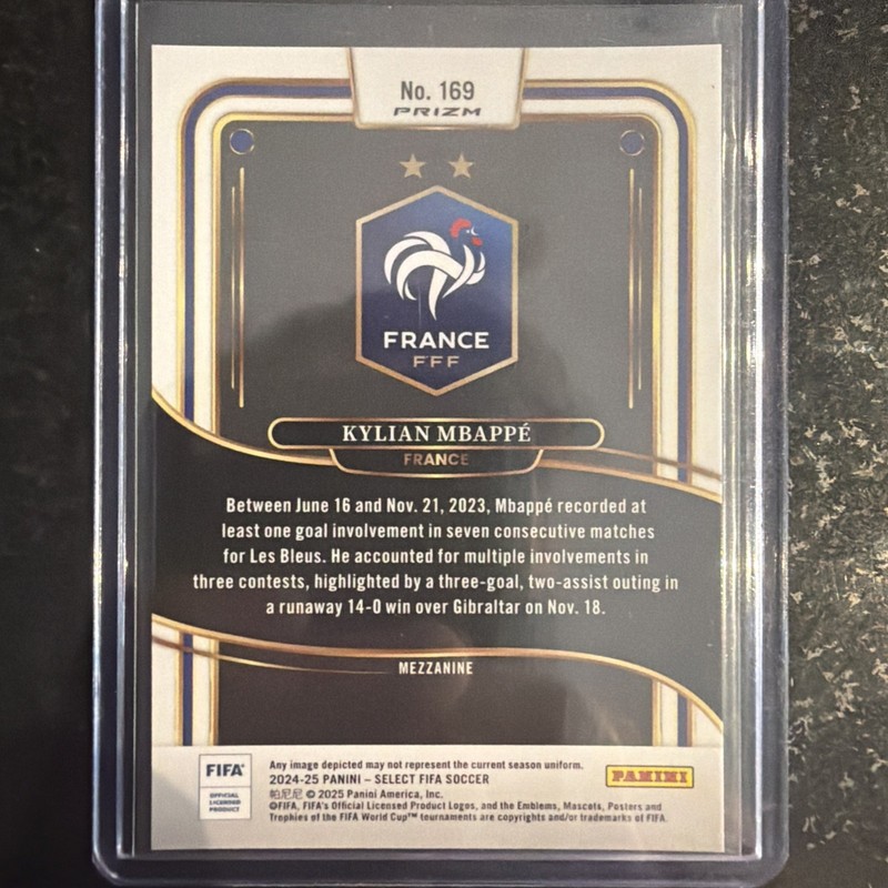 2024-25 Panini Select FIFA KYLIAN MBAPPE Zebra Prizm Mezzanine SSP #169 view 2