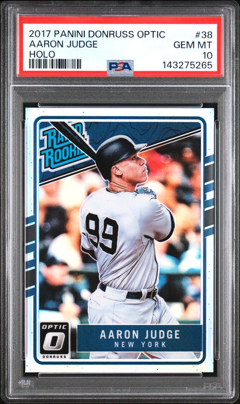 AARON JUDGE 2017 OPTIC HOLO PRIZM ROOKIE RC #38 PSA 10 GEM MINT! NY SN#143275265