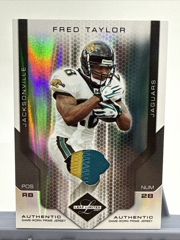 Fred Taylor 2006 Leaf Limited Team Logo 3 Color Game Used Jersey Patch /10 view 2
