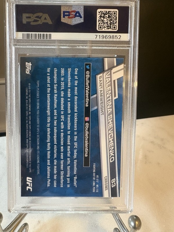 2017 Topps Chrome UFC Valentina Shevchenko #83 (RC) Rookie PSA 10 view 2