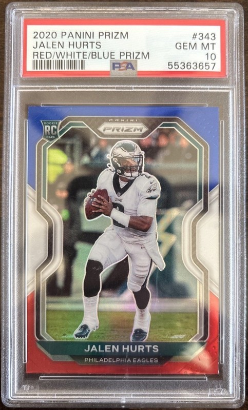 2020 Panini Prizm RC #343 Jalen Hurts Red White Blue PSA 10 NFL Rookie Card MINT