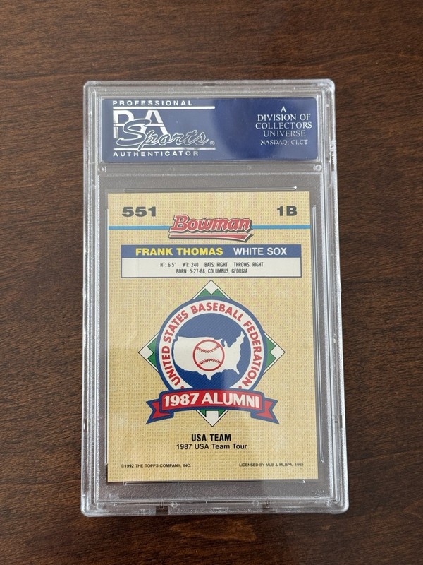 1992 Bowman - #551 Frank Thomas Gold Foil White Sox HOF PSA 9 view 2