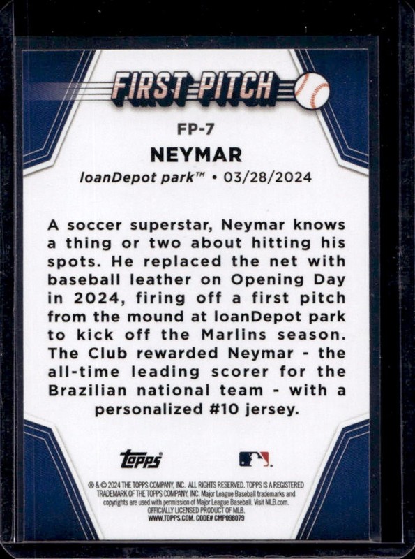 2024 Topps Update Neymar First Pitch #FP-7 view 2