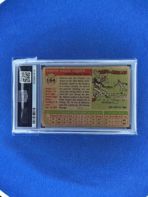 1955 TOPPS #164 Roberto Clemente PSA 1 view 2