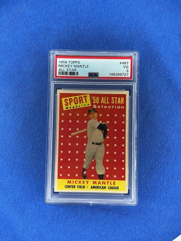 MICKEY MANTLE 1958 Topps - Sport Magazine '58 All Star Selection  #487 PSA 3
