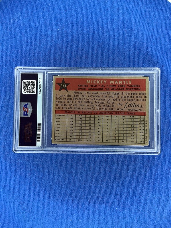 MICKEY MANTLE 1958 Topps - Sport Magazine '58 All Star Selection  #487 PSA 3 view 2