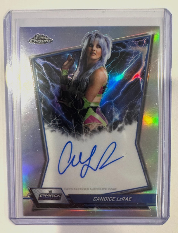 2026 Topps Chrome WWE Candice LeRae Blue Brand Auto Autograph Refractor #BBA-CAN