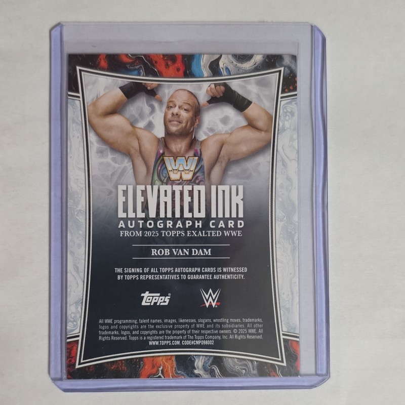 Topps 2025 Exalted WWE Elevated Ink Rob Van Dam Aqua Auto ELI-RVD /99 view 2