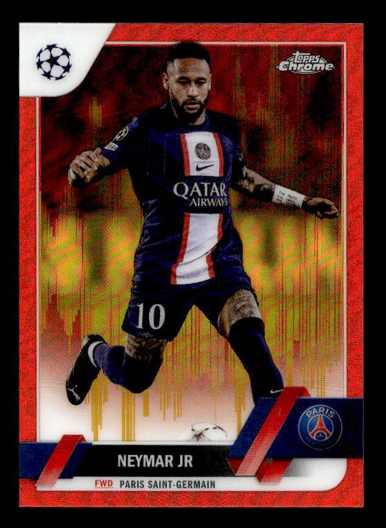 2022-23 Topps Chrome Neymar Jr SSP (~/28) Red Gold Seismic #10 Brazil Paris PSG