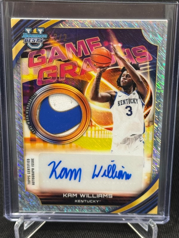 2025-26 Bowman Best U Kam Williams Game Graphs Nike Patch Auto #2/2 Kentucky