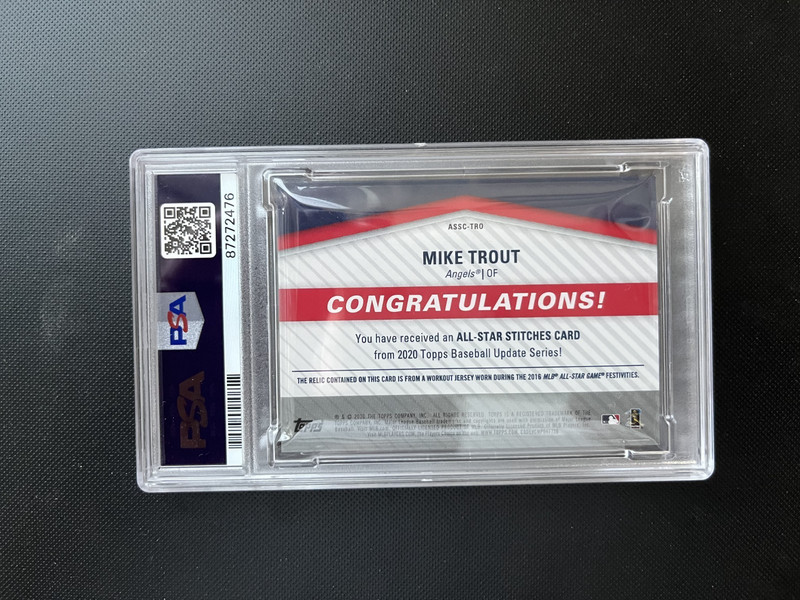 Mike Trout 2020 Topps Update # ASSCTRO *PSA 9 MINT* All-Star Stitches Relics view 2