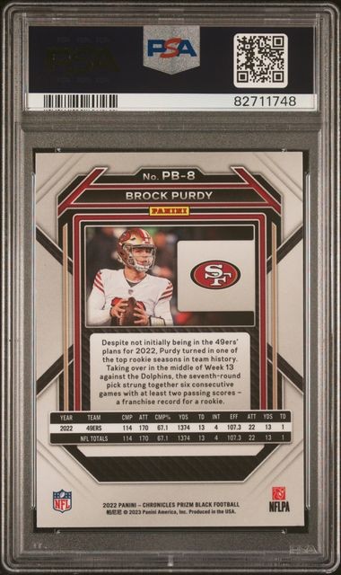 2022 Panini Chronicles Brock Purdy Prizm Black! RC PB8 PSA 10 49ers ROOKIE Card view 2
