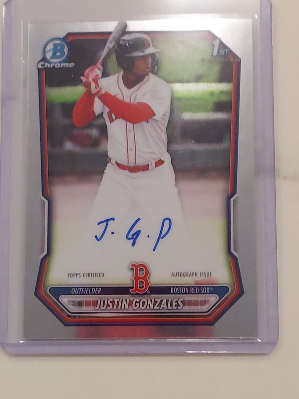 2026 BOWMAN BASEBALL CHROME RC AUTO JUSTIN GONZALES AUTOGRAPH RED SOX J.G.P.