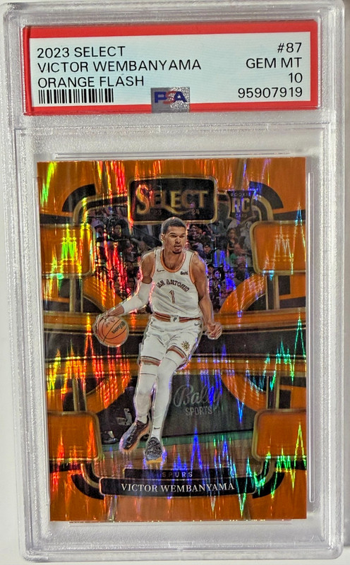 2023 SELECT ORANGE FLASH PRIZM PSA 10 GEM ROOKIE VICTOR WEMBANYAMA CONCOURSE #87