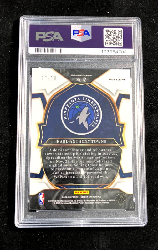 2022 Select Karl-Anthony Towns Gold Disco 7/10 PSA Mint 9, none higher view 2