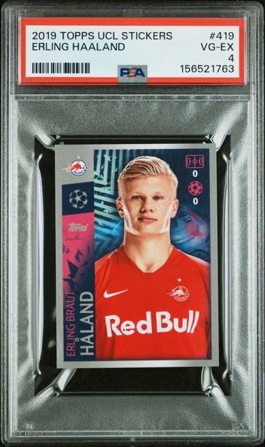 Erling Haaland 2017 Topps UEFA Champions League Rookie Sticker #419 PSA VG-EX 4
