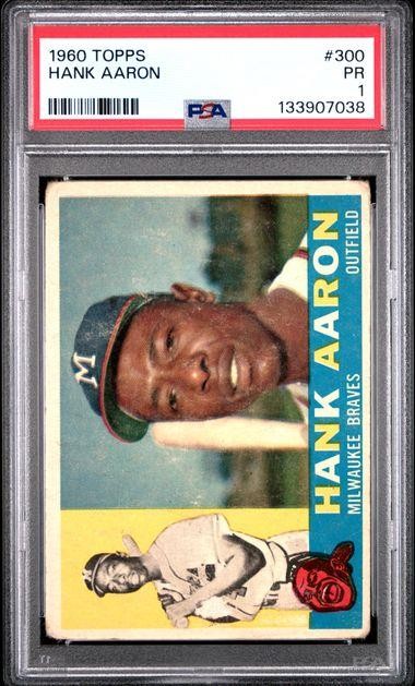 1960 Topps Baseball HANK AARON #300 Milwaukee Braves PSA 1