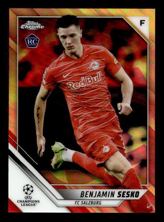 2021-22 Topps Chrome Benjamin Sesko SSP RC (~/28) Red & Gold Starball #187