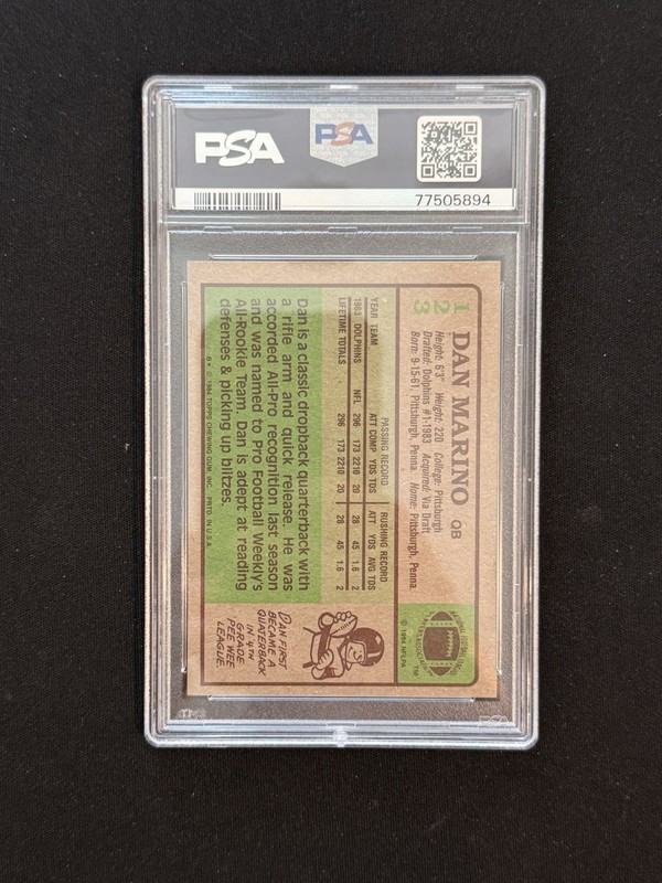 1984 Topps - Dan Marino #123 (RC) PSA 7 NM view 2