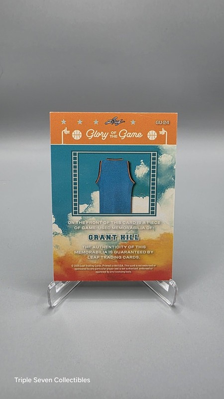 GRANT HILL 2025 Leaf Glory of the Game Game Used Jersey Patch #/40 SP HOF view 2