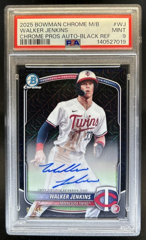 2025 Bowman Chrome Mega Box Walker Jenkins Auto Black Mojo Refractor #/10 PSA 9