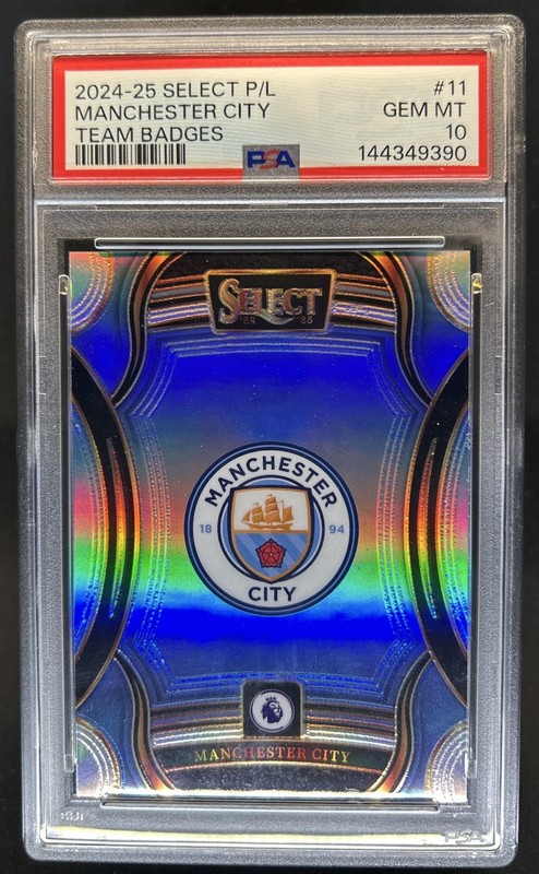 2024-25 Select Premier League Manchester City Team Badges #11 PSA 10 GEM MINT