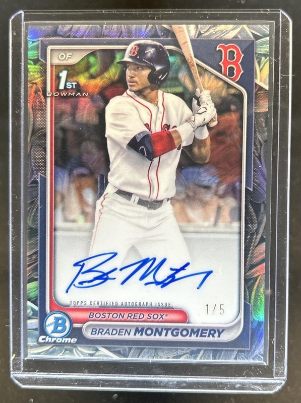 2024 Bowman Draft Braden Montgomery Chrome Auto Sunflower Seeds 1st #/5 Red Sox