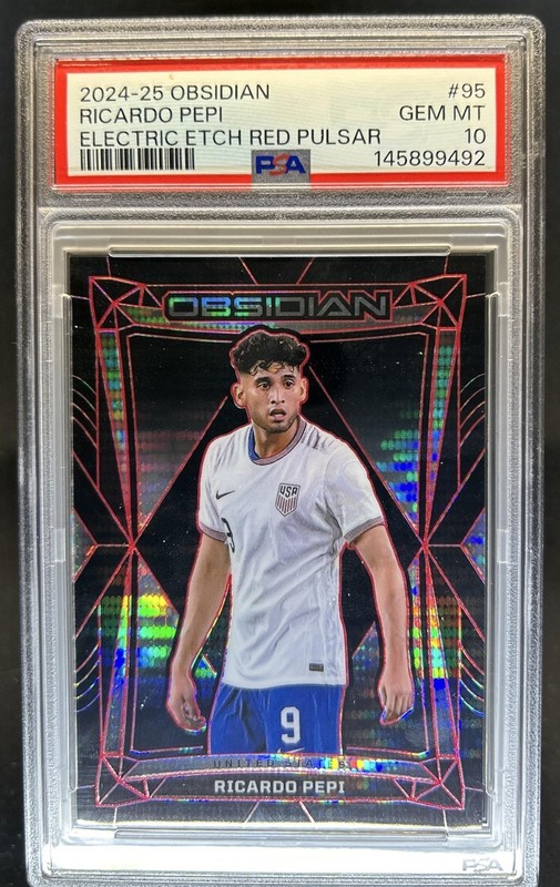 2024-25 Panini Obsidian Ricardo Pepi Electric Etch Red Pulsar #/44 USMNT PSA 10