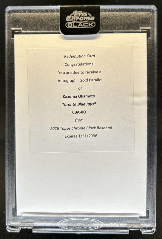 2026 Topps Chrome Black Kazuma Okamoto Auto Gold Refractor #/50 Blue Jays