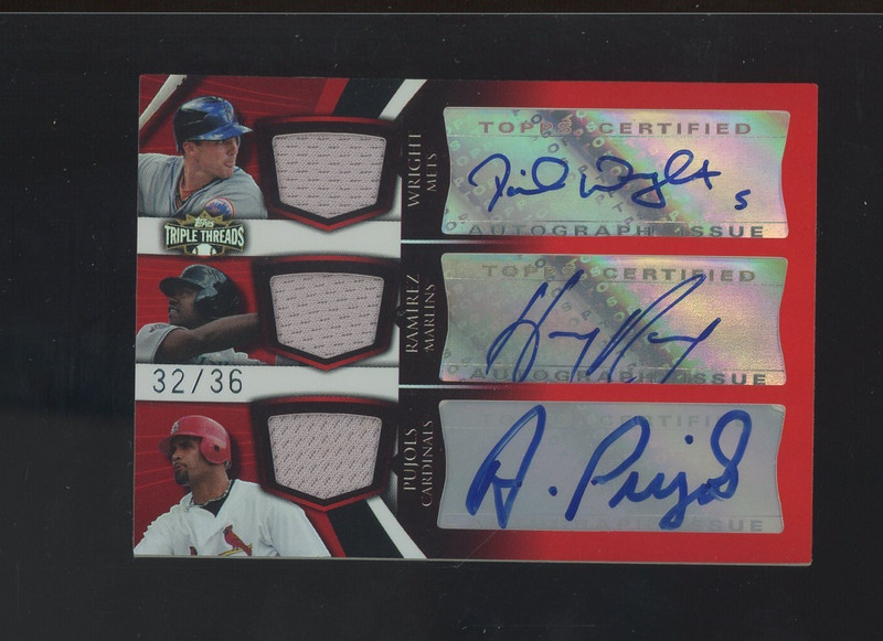 2009 Topps Triple Threads Albert Pujols David Wright Patches Triple AUTO /36