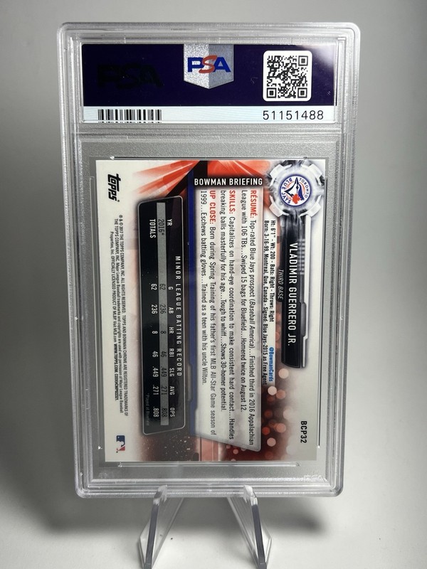 2017 BOWMAN PROSPECTS CHROME #BCP32 VLADIMIR GUERRERO JR. RC PSA 10 view 2