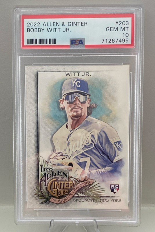 2022 Topps Allen & Ginter - Bobby Witt Jr. #203 (RC) PSA 10 GEM MT