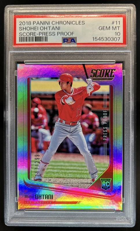 2018 Chronicles Shohei Ohtani Score RC Press Proof #/299 Angels PSA 10 GEM MINT
