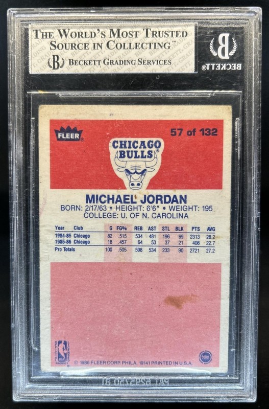 1986-87 Fleer Michael Jordan Rookie RC #57 Bulls BGS 2 view 2