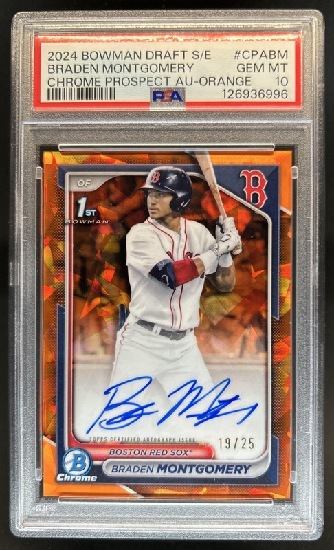 2024 Bowman Sapphire Braden Montgomery Chrome Auto Refractor Orange #/25 PSA 10