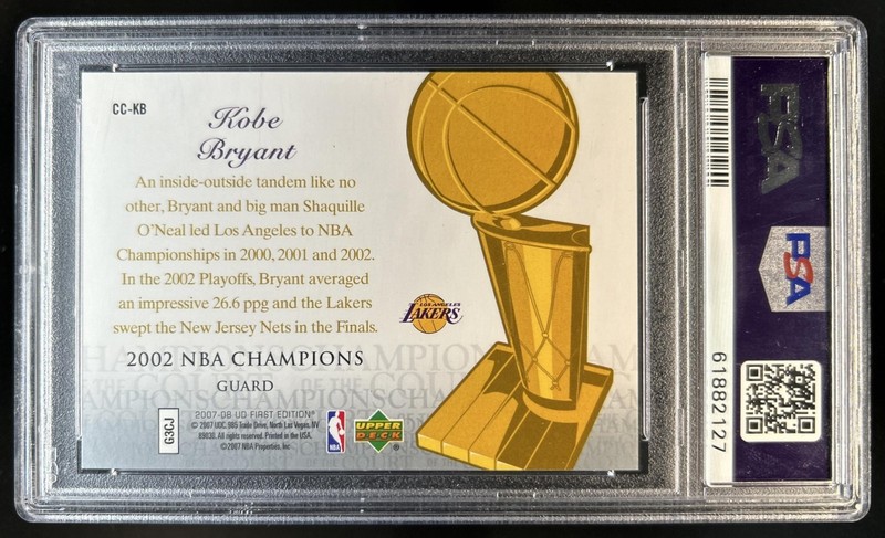 2007-08 Upper Deck First Edition Kobe Bryant Champions of the Court #CC-KB PSA 9 view 2