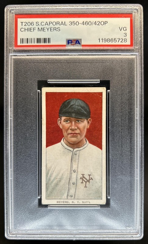 T206 Sweet Caporal 350-460/42OP Chief Meyers PSA 3