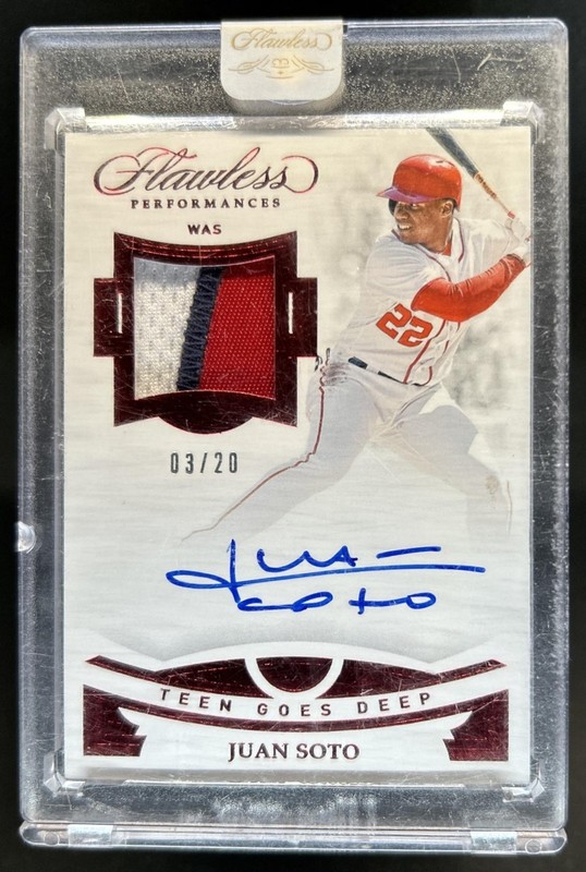 2019 Panini Flawless Juan Soto Performances Patch Ruby Auto #/20 Nationals