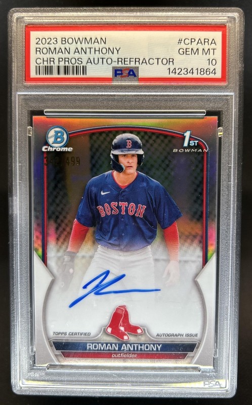2023 Bowman Roman Anthony Chrome Auto Refractor 1st #/499 Red Sox PSA 10