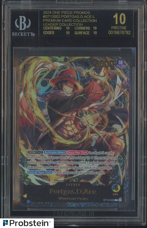 2024 One Piece Promos ST13002 Portgas D Ace Premium Coll Gold BGS 10 BLACK LABEL