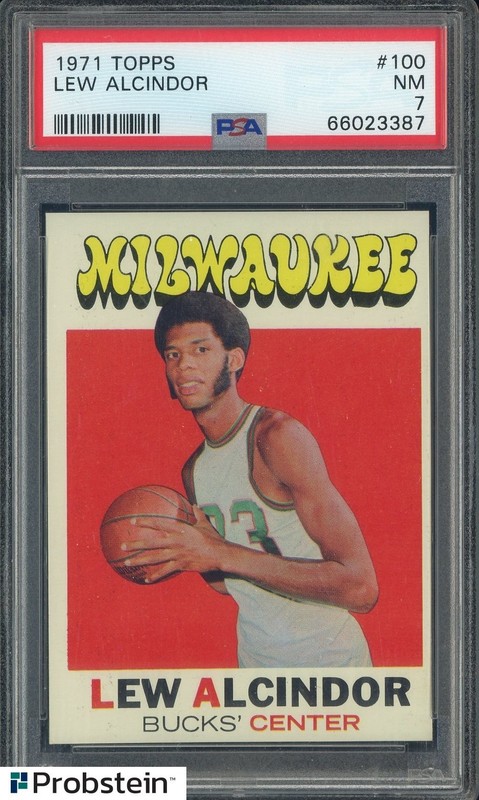 1971-72 Topps Basketball #100 Lew Alcindor Kareem Abdul Jabbar HOF PSA 7 NM