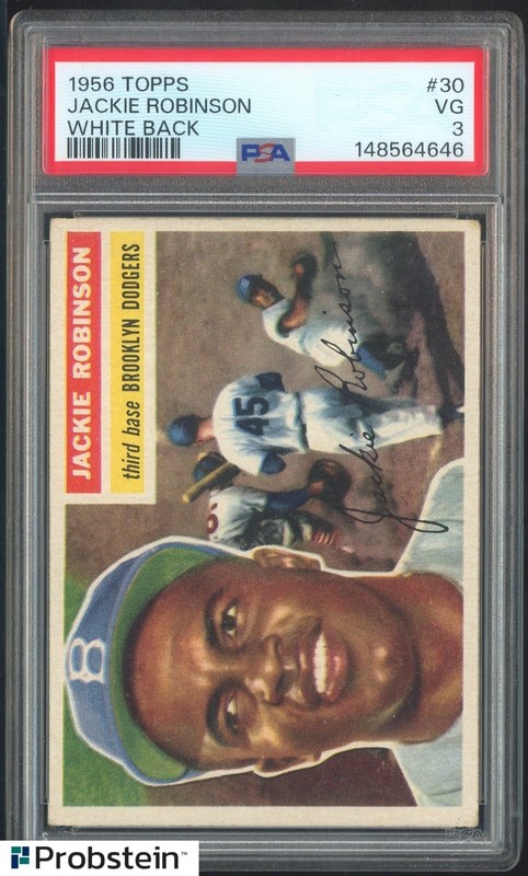 1956 Topps #30 Jackie Robinson Brooklyn Dodgers HOF White Back PSA 3 VG