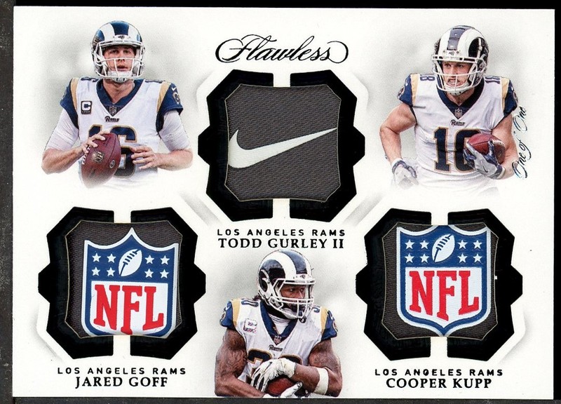 2018 Flawless Jared Goff Todd Gurley Cooper Kupp Triple NFL Shield Patch 1/1
