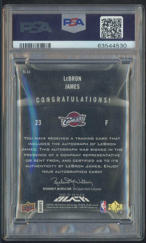 2008-09 Upper Deck Black Team Logo LeBron James 14/25 PSA 7 PSA/DNA 10 AUTO view 2