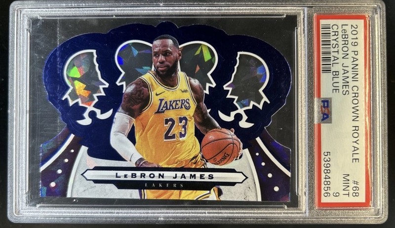 2019-20 Panini Crown Royale LeBron James Crystal Blue #/99 Lakers PSA 9