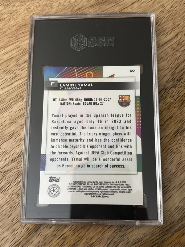 2023-24 Topps Finest UEFA Club Competitions - Lamine Yamal #50 (RC) SGC 8 Rookie view 2